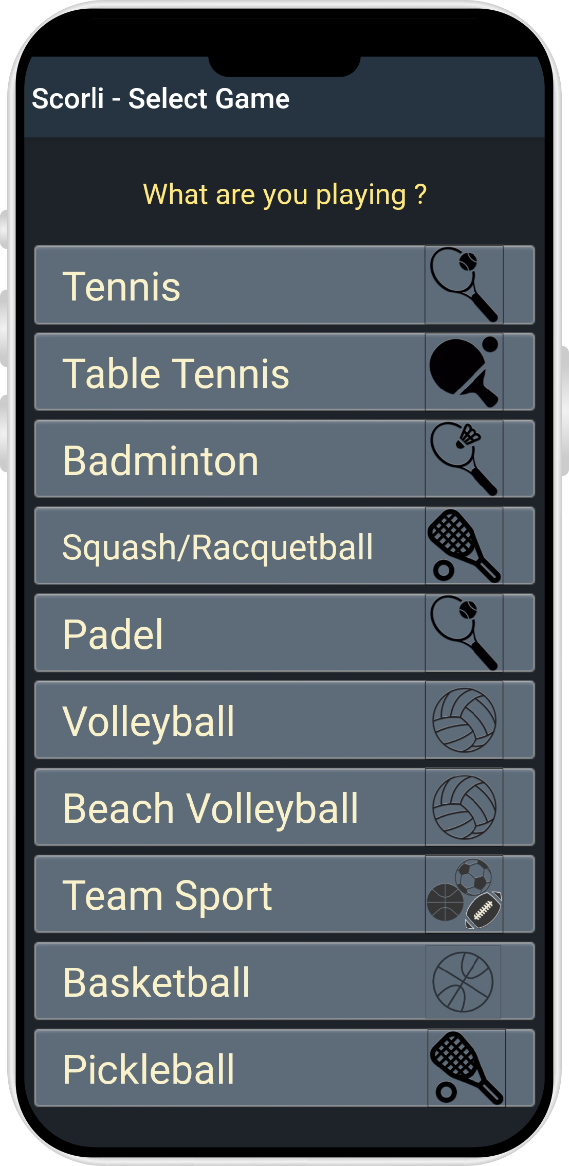Scorli mobile app